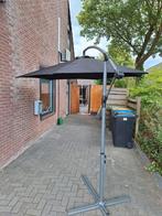 Zwarte zweefparasol 250 cm met voet, Tuin en Terras, Parasols, Ophalen, Gebruikt, Zweefparasol