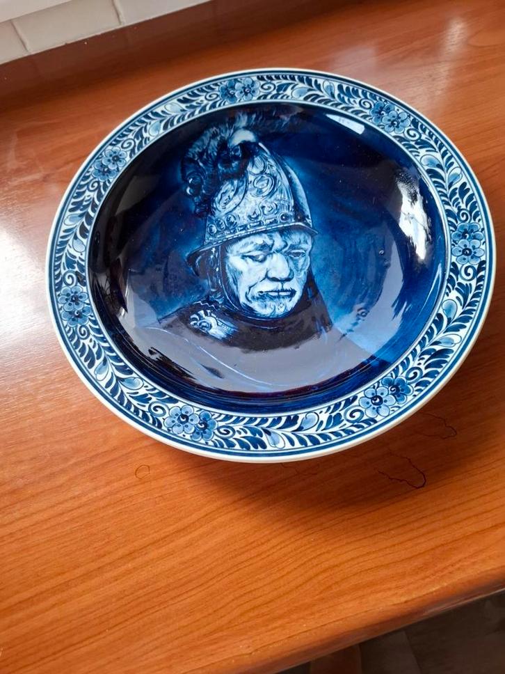 Delfts Blauw Bord - Rembrandt, Antiek en Kunst, Antiek | Schalen, Ophalen of Verzenden