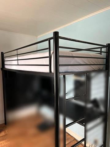 Nette en stevige mat zwarte stalen hoogslaper 90x200cm beschikbaar voor biedingen