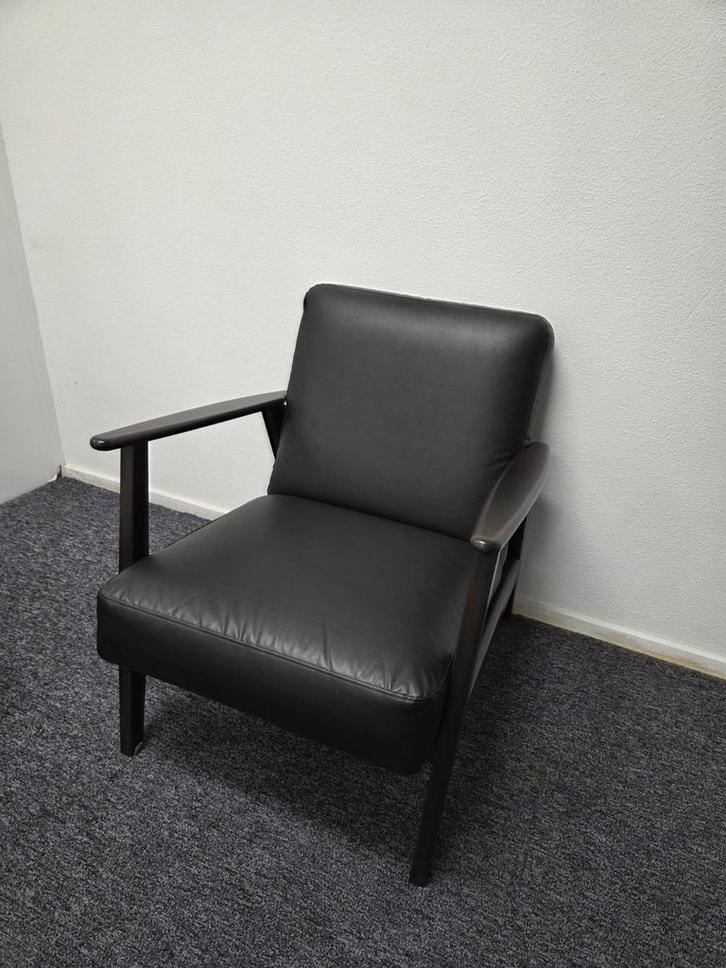 Ikea Stoel - Zwart Leer, Huis en Inrichting, Fauteuils, Ophalen of Verzenden