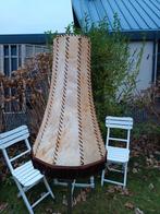 Vintage karrewiel Lampenkap met Franjes, Ophalen, Gebruikt, Binnen