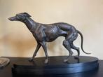 Beeld Windhond Hazewindhond op Leisteen Zamak art deco 1920, Ophalen of Verzenden