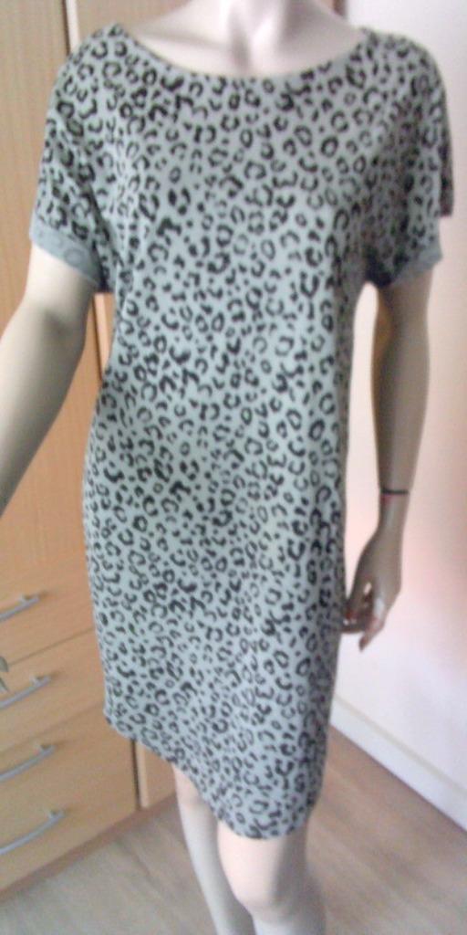 COSTES groen/zwarte ZGAN panterjurk sweatstof M, Kleding | Dames, Jurken, Gedragen, Maat 38/40 (M), Overige kleuren, Boven de knie