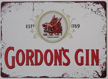 Gordons Gin EST 1769 reclamebord van metaal wandbord deco  beschikbaar voor biedingen