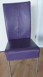 4 Paarse leren eetkamerstoelen in goede staat, Huis en Inrichting, Stoelen, Ophalen, Gebruikt, Overige kleuren, Metaal