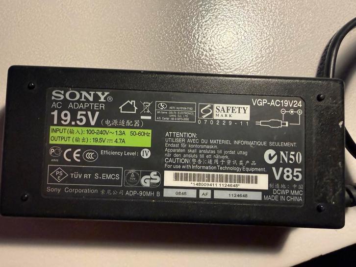 Sony Vaio Laptop Stroomadapter VGP-AC19V24, Computers en Software, Laptop-opladers, Gebruikt, Ophalen of Verzenden