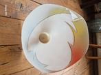 Vintage, jaren 50/60 glazen plafondlamp, Huis en Inrichting, Ophalen of Verzenden, Zo goed als nieuw, Glas