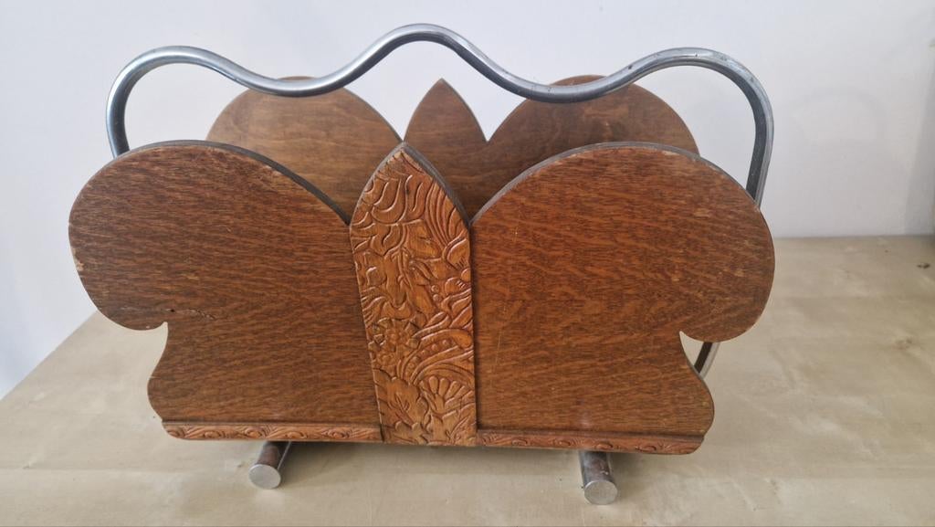 Art Deco Lectuurbak Hout en Metaal, Ophalen of Verzenden