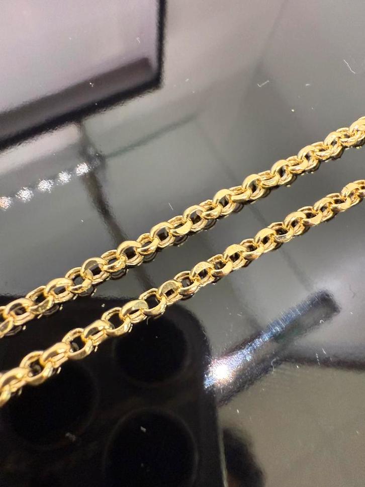 Prachtige 14 karaats gouden jasseron ketting, Sieraden, Tassen en Uiterlijk, Kettingen, Nieuw, Goud, Ophalen of Verzenden