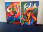 Twee mooie abstracte schilderijen, Ophalen