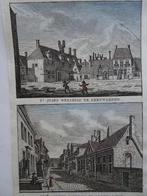 gravure kleur weeshuis en gasthuis Leeuwarden, Bendorp, 1790, Antiek en Kunst, Kunst | Etsen en Gravures, Verzenden
