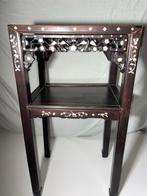 Aziatische bijzettafel met marmeren blad, Ophalen of Verzenden