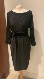 LaDress S Carla zgan jurk travelstof zwart wit met sash, Maat 38/40 (M), Verzenden, Zwart, Zo goed als nieuw