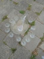 Zeer mooie jaren 60 glazen bowl schaal +.12 glazen kommetjes, Antiek en Kunst, Antiek | Glas en Kristal, Ophalen of Verzenden