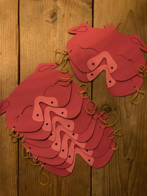 Handgemaakte varkensmaskertjes, 9 stuks, Kleding | Dames, Carnavalskleding en Feestkleding, Zo goed als nieuw, Accessoires, Carnaval