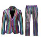 Heren regenboog geruit kostuum pak blazer colbert broek, Verzenden, Nieuw, Overige maten, Overige kleuren
