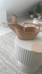 Vintage rieten wijnfleshouder mand 1 fles, Ophalen, Gebruikt, Rond, Riet