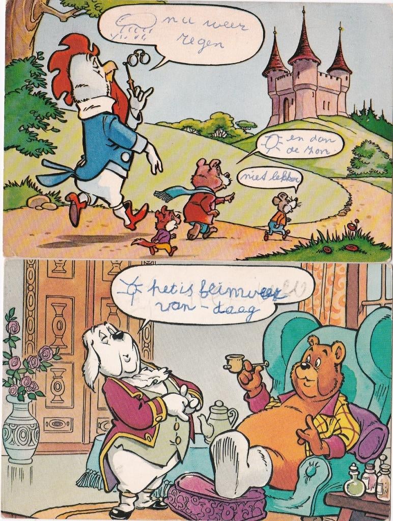 2x Olivier B. Bommel AMRO-bank serie-beschreven voor €0,80., Ophalen of Verzenden, Olivier B, Bommel en Tom Poes, Gebruikt, Plaatje, Poster of Sticker