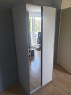 Witte kledingkast met schuifdeuren en spiegel, Ophalen, Met hangruimte, 50 tot 100 cm, Zo goed als nieuw