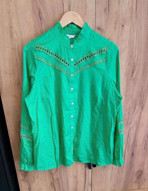 MS MOSE Blouee groen+bewerking L🙂, Kleding | Dames, Blouses en Tunieken, Zo goed als nieuw, Maat 42/44 (L), Groen, Ophalen of Verzenden