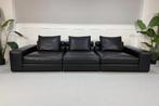 Minotti Jagger Design Bank Leer Zwart Modulaire, Gebruikt, 100 tot 125 cm, 300 cm of meer, Leer