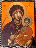 Nieuwerwets Icoon+bladgoud, heilige moeder Maria met Jezus, Antiek en Kunst, Kunst | Schilderijen | Klassiek, Ophalen of Verzenden