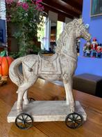 Houten beeld van een paard op wielen, Ophalen of Verzenden, Zo goed als nieuw