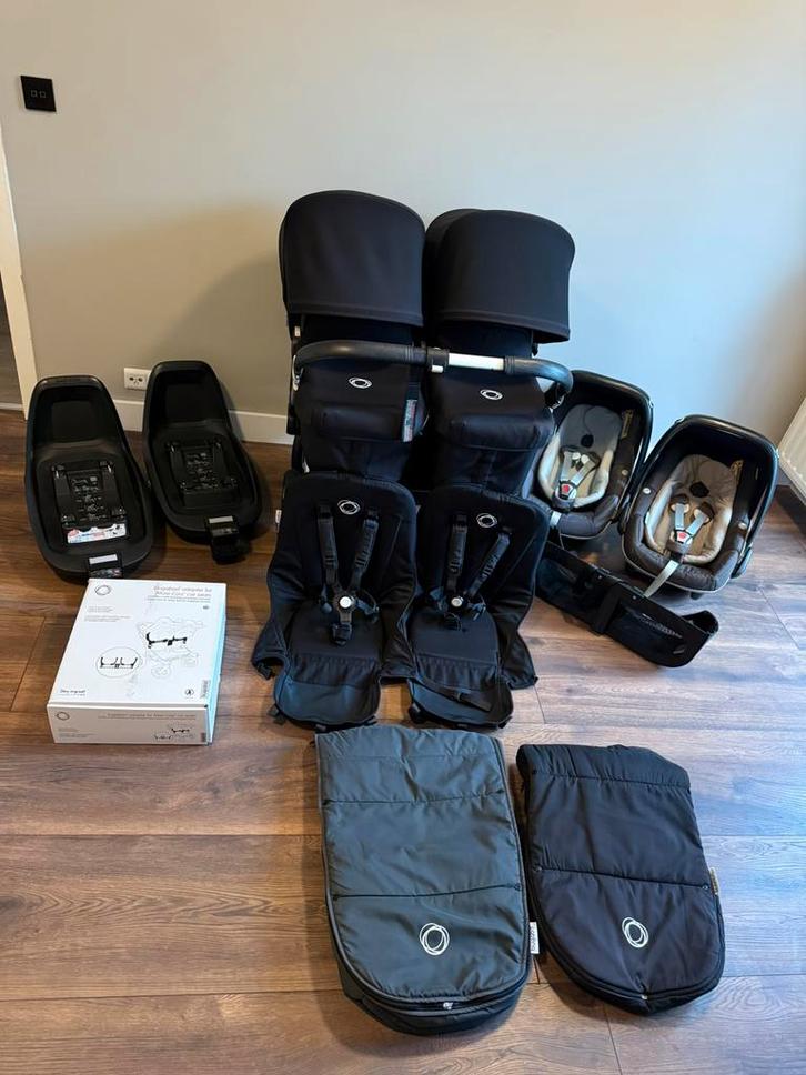 Bugaboo donkey duo twin kinderwagen met maxi cosi, Kinderen en Baby's, Kinderwagens en Combinaties, Zo goed als nieuw, Kinderwagen