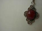 zilveren ketting met hanger carneool., Sieraden, Tassen en Uiterlijk, Antieke sieraden, Verzenden, Zilver, Hanger, Met edelsteen