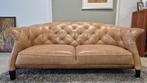 Mooie cognac leren 2 zits vintage design bank, Gebruikt, 150 tot 200 cm, Tweepersoons, Rechte bank
