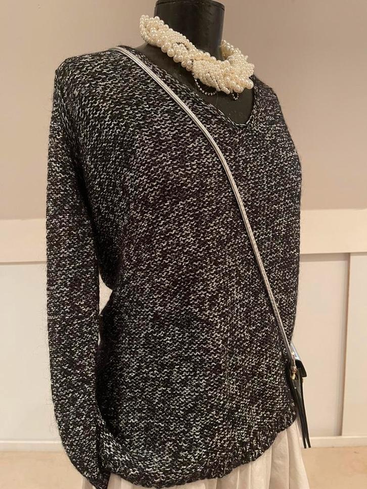 Zwart Wollen Trui met Zilvergaren, Kleding | Dames, Truien en Vesten, Zo goed als nieuw, Zwart, Verzenden