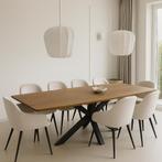 Luxe ovale tafel massief eiken – maatwerk van topniveau!, Info@inrichtingopmaat.nl, Eikenhout, Ophalen of Verzenden, Vijf personen of meer