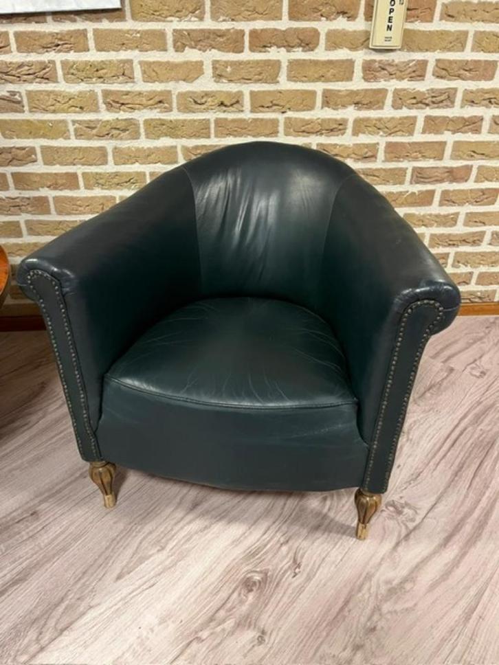 leren club fauteuils 2 stuks, Huis en Inrichting, Fauteuils, Gebruikt, Leer, 50 tot 75 cm, 75 tot 100 cm, Ophalen