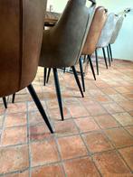 Eetkamerstoelen - Set van 6, Huis en Inrichting, Stoelen, Ophalen, Gebruikt, Bruin, Leer