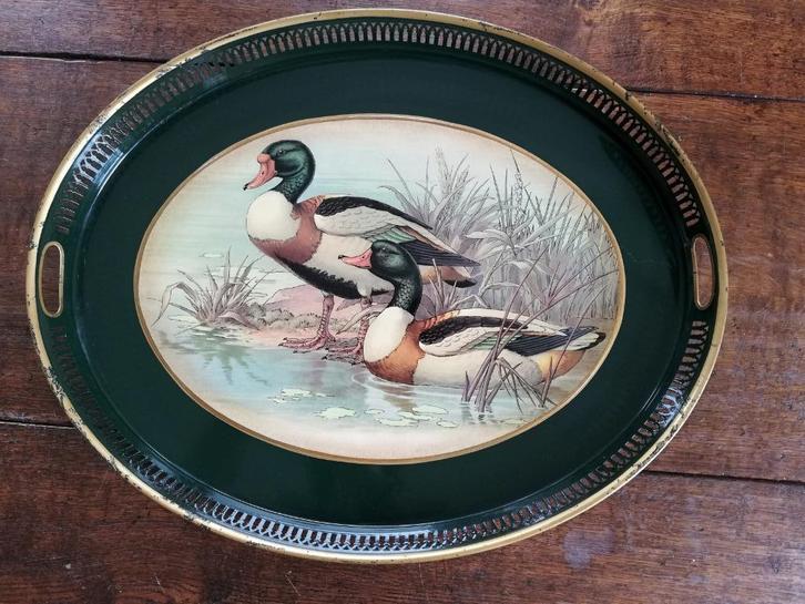 Exclusief groot Engels dienblad met eenden 55,5x44,5cm, Huis en Inrichting, Woonaccessoires | Dienbladen, Zo goed als nieuw, Metaal