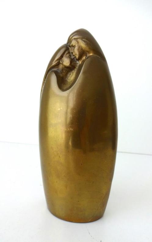 Bronzen beeldje van twee figuren in een ovaal 3779-b, Antiek en Kunst, Antiek | Koper en Brons, Brons, Ophalen of Verzenden