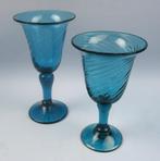 Twee antieke likeurglas rond 1850 Turquoise glazen, Antiek en Kunst, Antiek | Glas en Kristal, Ophalen of Verzenden