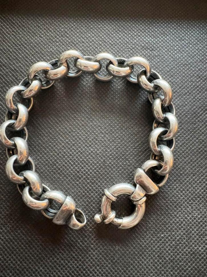 Zilveren grove jasseron armband (925), Sieraden, Tassen en Uiterlijk, Armbanden, Zo goed als nieuw, Zilver, Ophalen of Verzenden