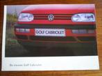 VW Golf Cabriolet De Nieuwe + Poster 8 / 1993 8 pag., Boeken, Auto's | Folders en Tijdschriften, Volkswagen, Zo goed als nieuw