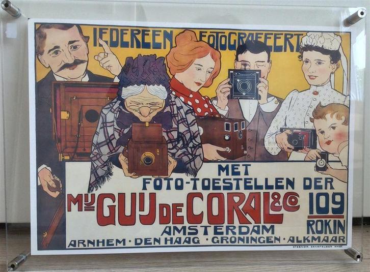 van Caspel Reclame Fotografie Art Nouveau Poster ., Verzamelen, Merken en Reclamevoorwerpen, Nieuw, Reclamebord, Verzenden