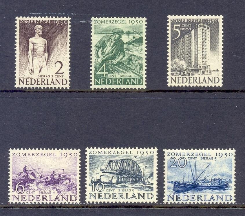 Serie Zomerzegels 1950, no 550/555, postfris, Postzegels en Munten, Postzegels | Nederland, Verzenden, Postfris