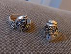 Twee zilverkleurige doodskop ringen 925 ringmaat 19/20mm, Sieraden, Tassen en Uiterlijk, Ringen, Gebruikt, 19 tot 20, Ophalen of Verzenden