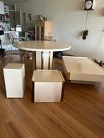 Complete eettafel set glans wit/goud inclusief oa salontafel, Gebruikt, Klassiek, Rond, Ophalen of Verzenden