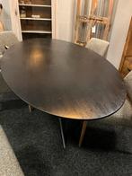 Ovalen zwart eiken eettafel 240 x 120, Ophalen, 100 tot 150 cm, Eikenhout, 200 cm of meer