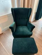 IKEA strandmon Oorfauteuil, Djuparp donkergroen plus poef, Huis en Inrichting, Stoelen, Ophalen, Gebruikt, Overige kleuren, Klassiek