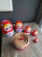 Mooi vintage 6 delig matroesjka's beeldjes set, met de hand, Antiek en Kunst, Curiosa en Brocante, Ophalen of Verzenden
