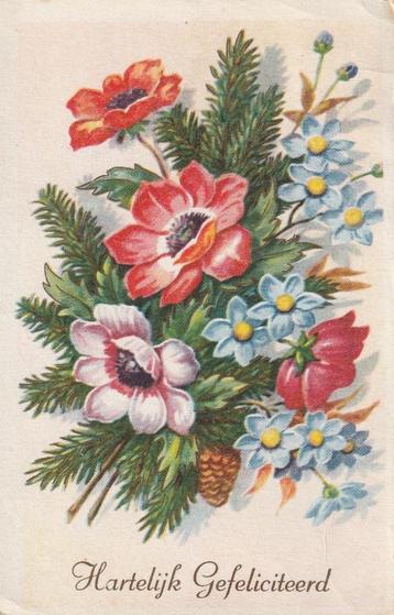 BLOEM BLOEMEN UIT JAREN 50 ZEER MOOIE OUDE KAART KJ402 beschikbaar voor biedingen