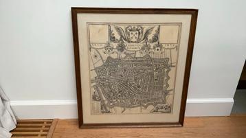 Echte oude stadsplattegrond 60x66 cm beschikbaar voor biedingen