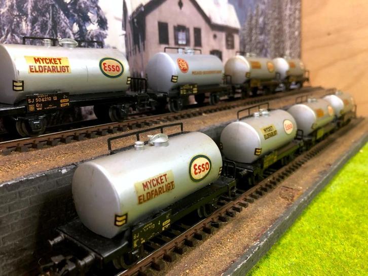 Märklin 4524 + 4528 - 8x zweedse ketel wagons SJ, Hobby en Vrije tijd, Modeltreinen | H0, Gebruikt, Wagon, Wisselstroom, Märklin