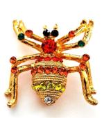 Mooie kleurrijke vergulde broche, spin, Ophalen, Zo goed als nieuw, Goud, Overige materialen